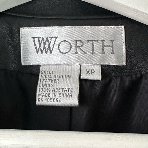 WORTH BLACK LEATHER COAT SZ XS - Picture 5 of 17